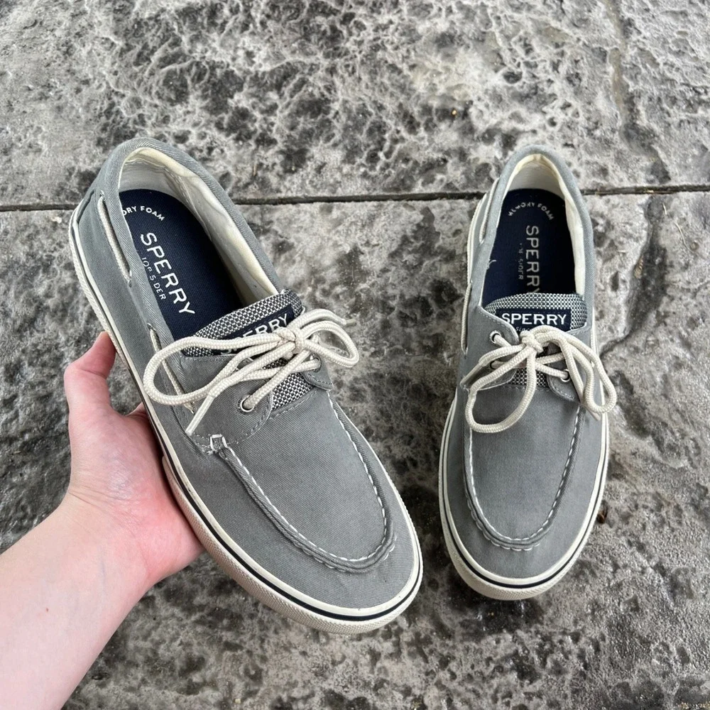 Sperry Top-Sider Bahama Mens Grey Canvas Boat Shoes Sneakers 0772830 Size 9